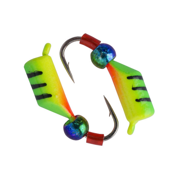 Мормышка вольфрамовая Condor Безмотылка Столбик шарик хамелеон d 4,0 мм, вес 1,32 гр, салат.с полос. лимон красный 10 шт