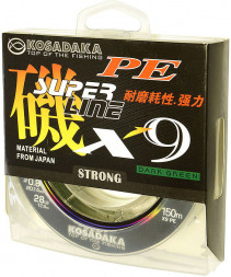 Леска плетеная Kosadaka Super PE X9 dark green 0.14 150м
