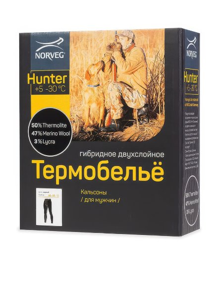 Кальсоны Norveg Hunter для мужчин цвет черный, разм L