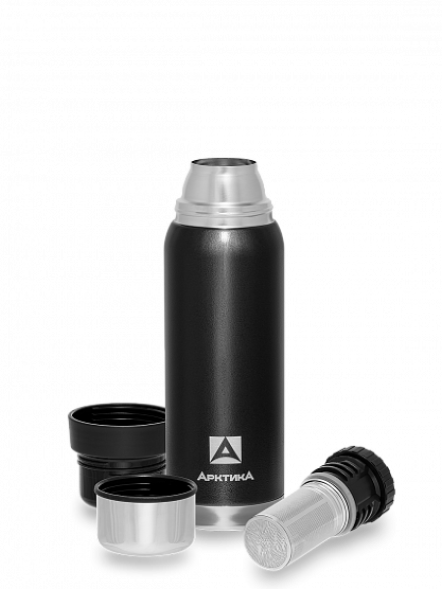 Термос АРКТИКА с узким горлом 106-750С черный с ситечком